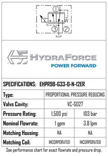 HYDRAFORCE EHPR98-G33-0-N-12ER PROPORTIONAL PRESSURE REDUCING RELIEF VALVE