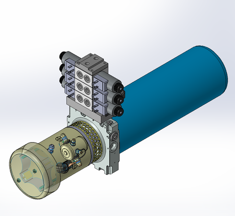 24v DC FAN ASSISTED 7L/min 10-200bar 4.2L ROUND tank / horizontal mount / 3 x valve