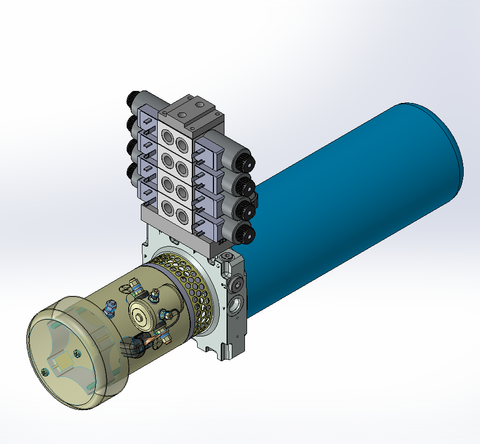 24v DC FAN ASSISTED 7L/min 10-200bar 4.2L ROUND tank / horizontal mount / 4 x valve