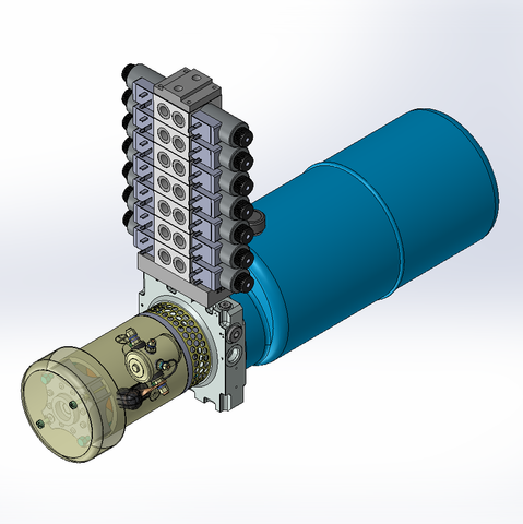 12v DC FAN ASSISTED 7L/min 10-170bar 9.0L ROUND tank / horizontal mount / 7 x valve