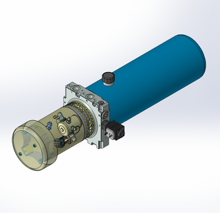 24v DC FAN ASSISTED 7L/min 10-200bar 4.2L ROUND tank / horizontal mount / lowering solenoid valve