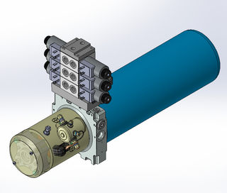 24v DC 7L/min 10-200bar 4.2L ROUND tank / horizontal mount / 3 x valve