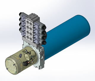 24v DC 7L/min 10-200bar 4.2L ROUND tank / horizontal mount / 4 x valve