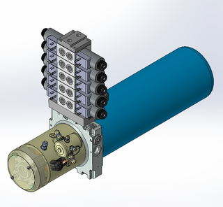 24v DC 7L/min 10-200bar 4.2L ROUND tank / horizontal mount / 5 x valve