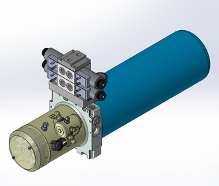 24v DC 7L/min 10-200bar 4.2L ROUND tank / Horizontal mount / 2 x valve