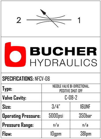 NFCV-08-N-K-0 FLOW CONTROL NEEDLE VALVE - 08