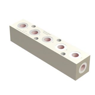 5 STATION HEADER MANIFOLD, ONE SIDE ONLY (0°), G 1/2" END, G 1/2" SIDE