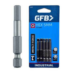GFB Power Impact Bit Hex 5 x 50mm  (Card/5)