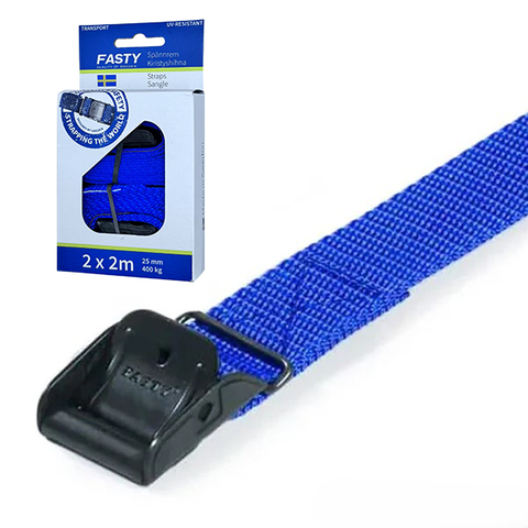 Fasty Lashing Strap 25mm x 2.0m LC 200kg Blue (Pack/2)