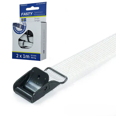 Fasty Lashing Strap 25mm x 1.0m LC 200kg White (Pack/2)