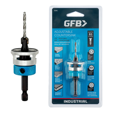 GFB Countersink Decking Bit 1/8" W/ Adust.Depth Stop Suits 8G Screws