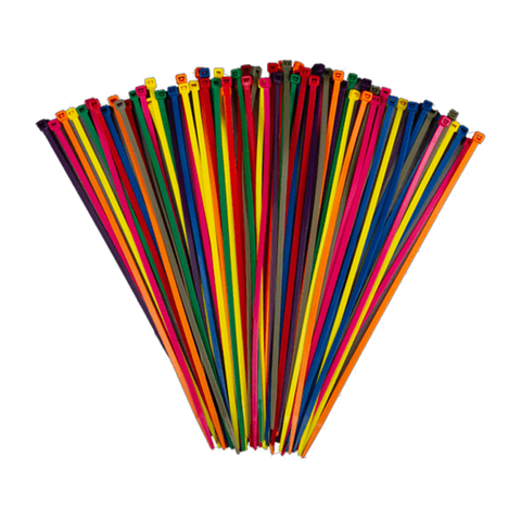 Raptor Cable Tie Assorted Colours 300mm x 4.8mm Medium Duty (Pk/80)