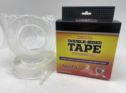 RapidFix Double Sided Tape Clear 2 Rools 30mm x 6m