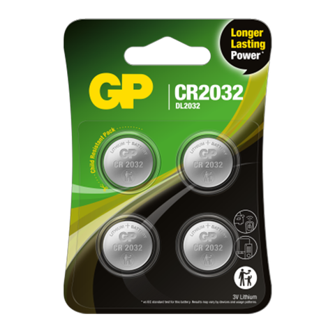 GP 3V2032  Lithium (LiMnO2) Coin Cell Battery* Card of 4*