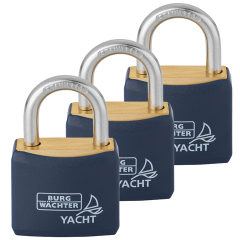 BURG 'Yacht' 30mm PADLOCK * 3-PACK - CARDED (KA) DISCONTINUED