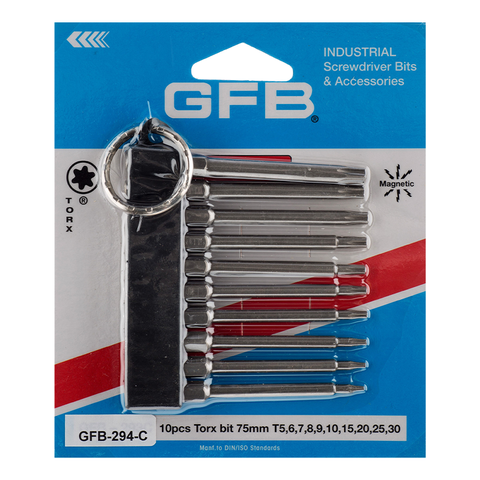 GFB Power Impact Bit Torx 10Pce Set Mixed x 75mm