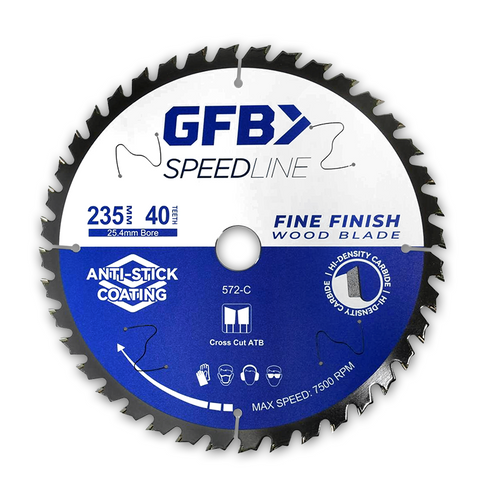 GFB 235mm x 40T Fine Finish Circular Saw Blade, 25.4mm Bore & Bushing