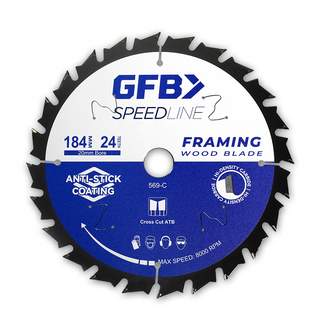 GFB 184mm x 24T Framing Circular Saw Blade, 20mm Bore & Bushing
