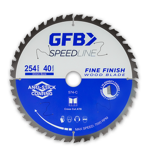 GFB 254mm x 40T Fine Finish Circular Saw Blade, 30mm Bore & Bushings