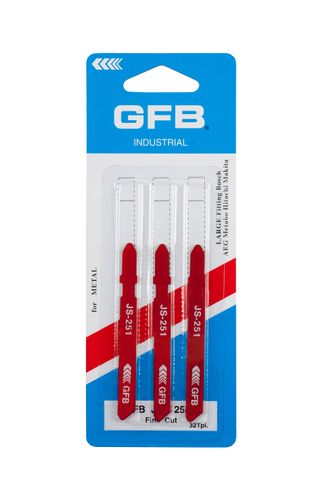 GFB Jigsaw Blade T-Shank 50mm x 32TPI Fine - Metal (Card/3)