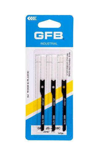 GFB Jigsaw Blade U-Shank 50mm x 12TPI Scroll Cut - Wood (Card/3)