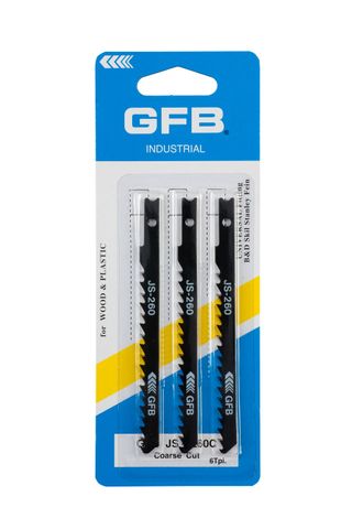 GFB Jigsaw Blade U-Shank 75mm x 6TPI Coarse - Wood (Card/3)