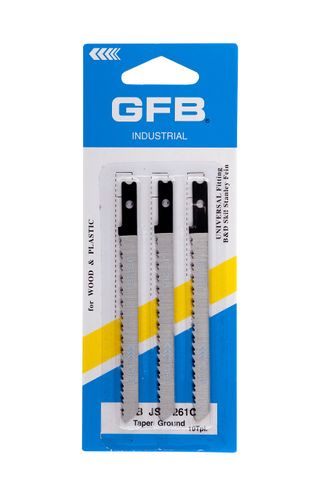 GFB Jigsaw Blade U-Shank 75mm x 10TPI Taper Ground - Wood (Card/3)