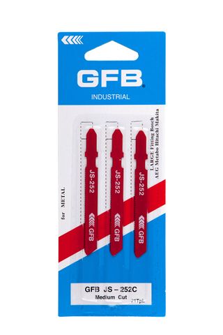 GFB Jigsaw Blade T-Shank 50mm x 24TPI Medium - Metal (Card/3)