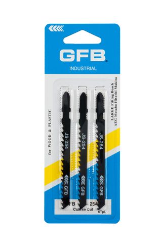 GFB Jigsaw Blade T-Shank 74mm x 6TPI Coarse - Wood (Card/3)