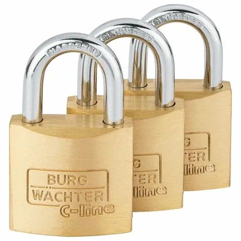 BURG 'C-Line' 40mm PADLOCK * 3-PACK - CARDED (KA)