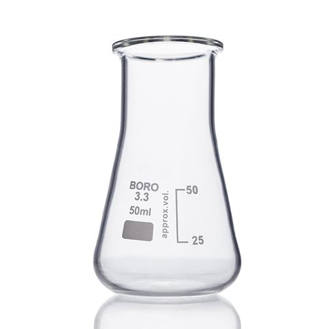 Flask Erlenmeyer Boro W/N 50mL LabCo - Wide Neck - Neck ID: 28mm