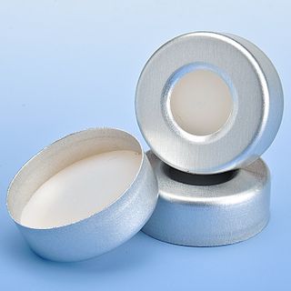 Cap Crimp 20mm PTFE/Rubber Lined - Natural - Aluminium