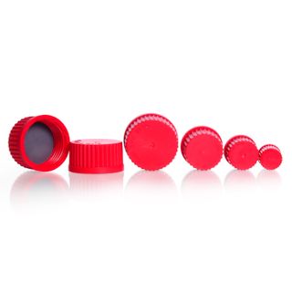 Cap Screw PBT GL14 Red DURAN - PTFE Coated Silicone Seal