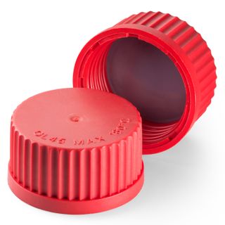Cap Screw PBT GL45 Red DURAN - PTFE Coated Silicone Seal