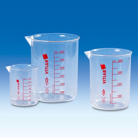 Beaker Low Form PMP 25mL - Red Graduations