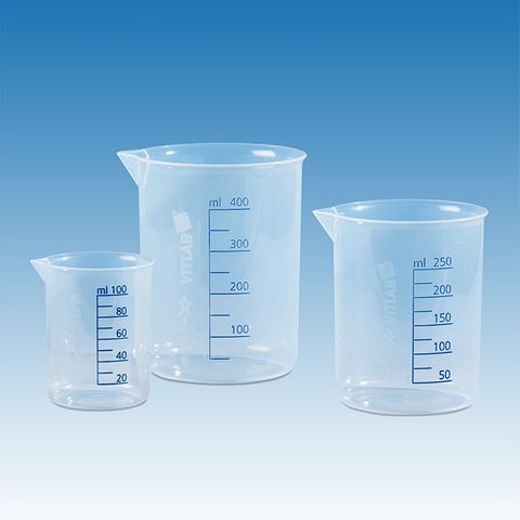 Beaker Low Form PP 25mL - Blue Graduations