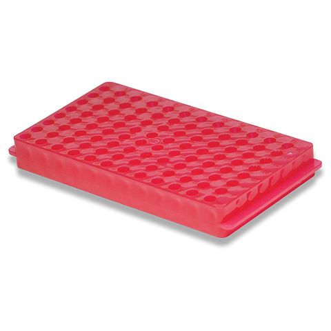 Rack Reversible 96 Well Red Microtube - For Tubes: 1.5/2mL & 0.5/0.7mL