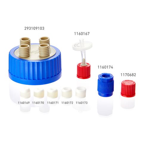 Cap Screw Connection System - Screw cap for tube connection, blue, GL18