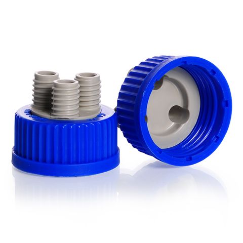 Cap Screw PP GL45 Blue 3 Port DURAN - GL14 ports