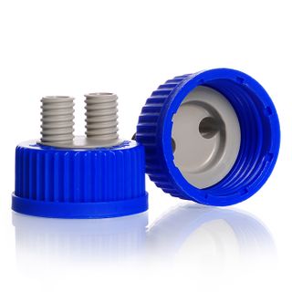 Cap Screw PP GL45 Blue 2 Port DURAN - GL14 ports