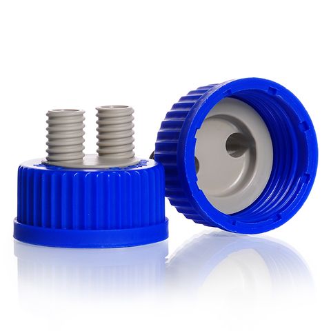 Cap Screw PP GL45 Blue 2 Port DURAN - GL14 ports