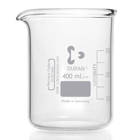 Beaker Low Form Super Duty 400mL DURAN