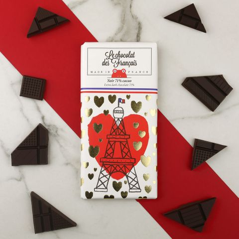 Chocolat des Francais Tour Eiffel Coeur Dark Choc Bar 70g