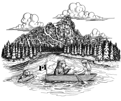 goldilocks and bear canoeing