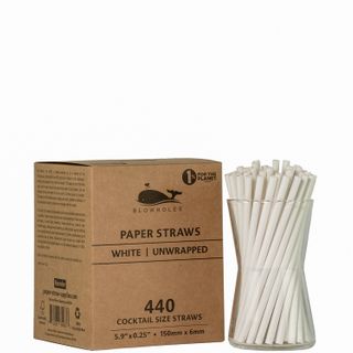 BLOWHOLES PAPER STRAWS UNWRAPPED COCKTAIL WHITE 440CT