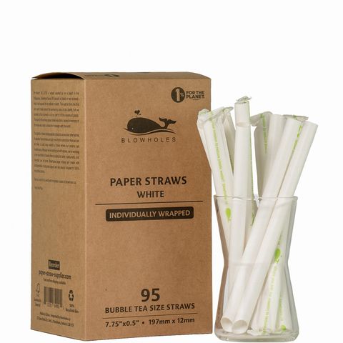 Blowholes Bubble Tea Size Paper Straws (Wrapped)