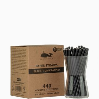 BLOWHOLES PAPER STRAWS UNWRAPPED COCKTAIL BLACK 440CT