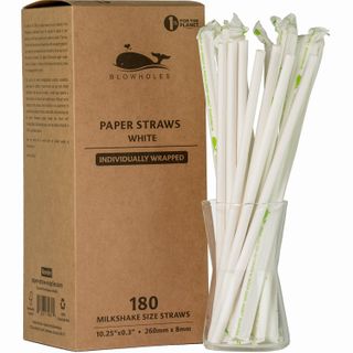 BLOWHOLES PAPER STRAWS WRAPPED MILKSHAKE WHITE 180CT