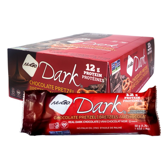 NUGO DARK BAR CHOCOLATE PRETZEL 45G CTN12