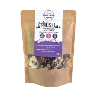 CLEAN EATING MUESLI BLUEBERRY & VANILLA 250G CS15